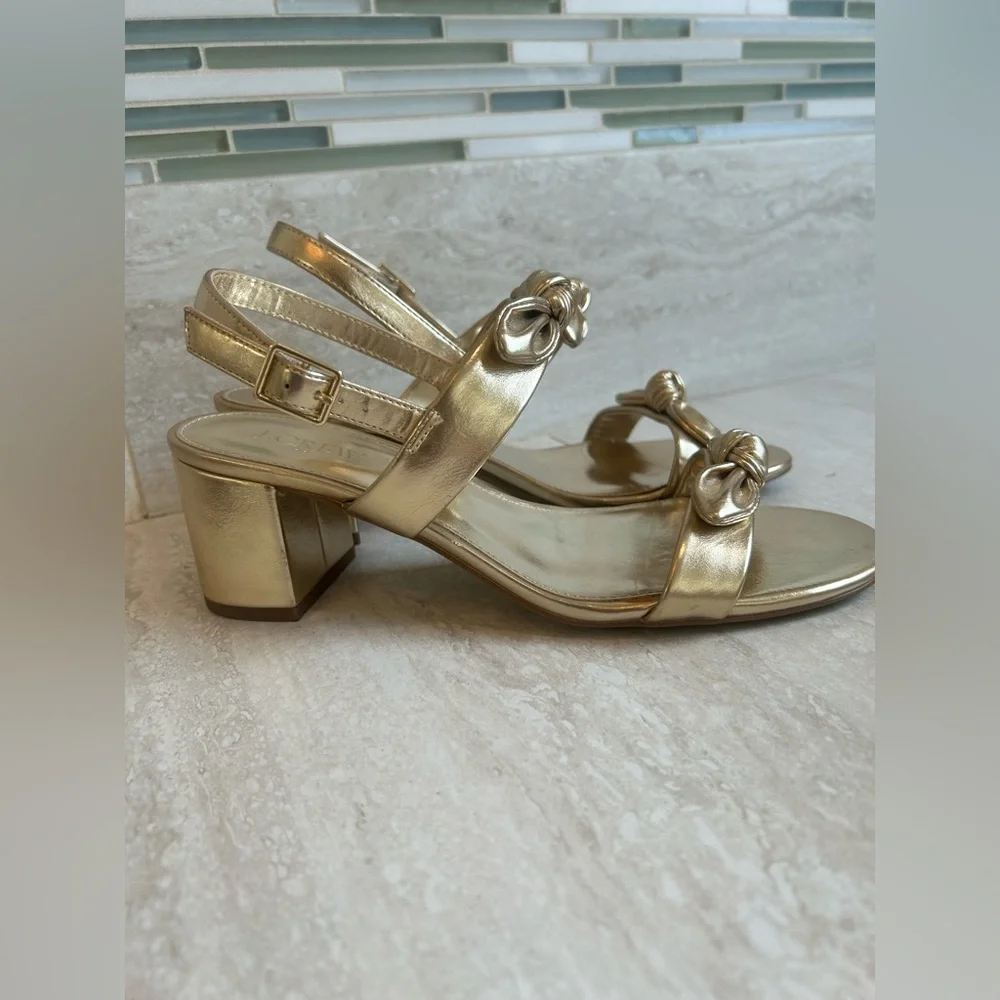 J Crew Bow heeled sandals in gold - Picture 5 of 7